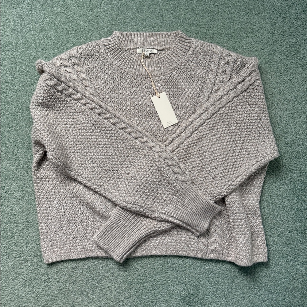 Women's ZSupply Gray Cable Knit Sweater